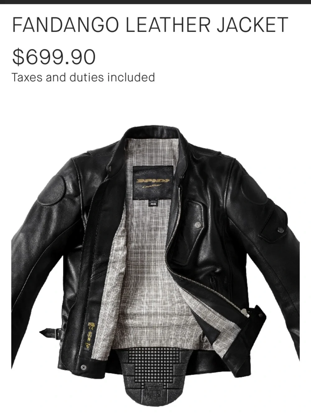 Spidi Fandango Leather Motorcycle Biker Jacket